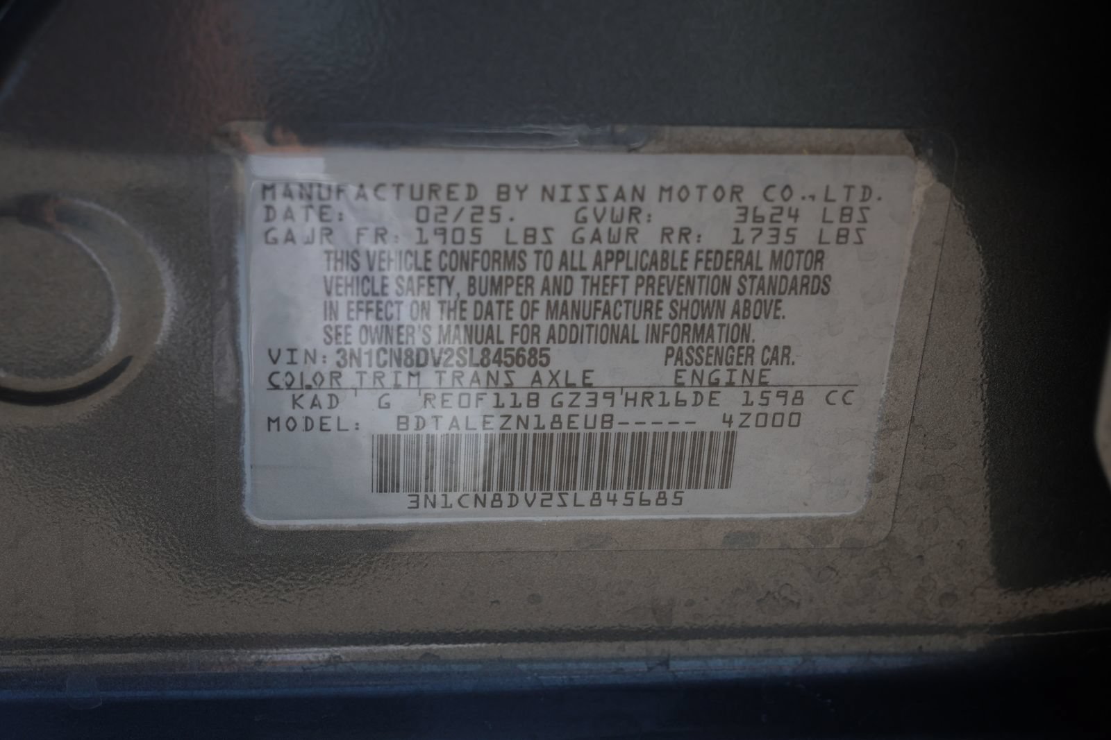 Used 2025 Nissan Versa S w/ Trunk Package FWD image 32