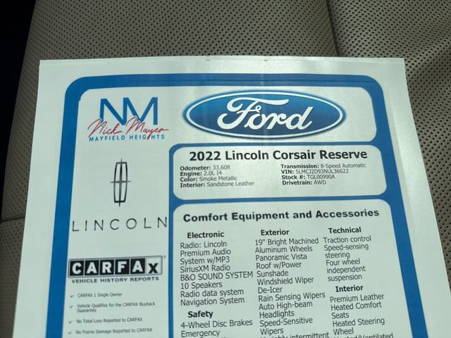 Used 2022 Lincoln Corsair Reserve w/ Elements Package AWD/4WD image 41