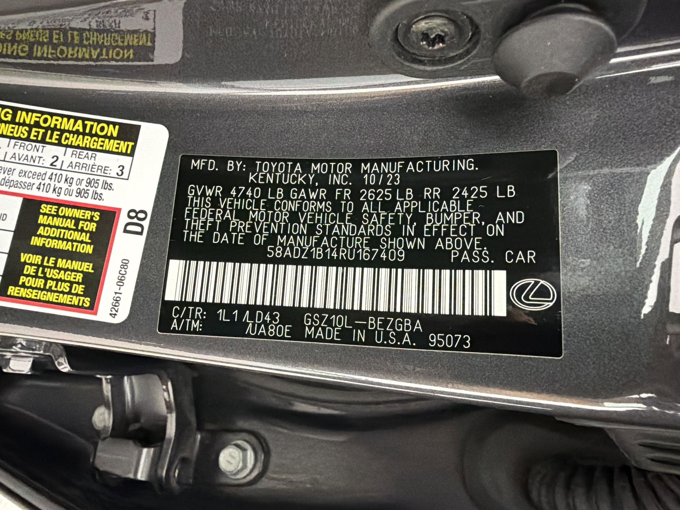Certified 2024 Lexus ES 350 w/ Premium Package FWD image 24