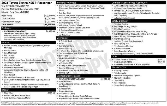Used 2021 Toyota Sienna XSE w/ XSE Plus Package FWD image 2