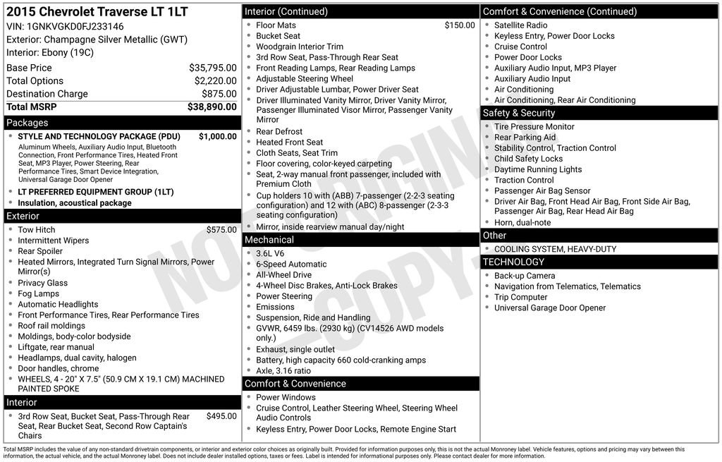 Used 2015 Chevrolet Traverse LT w/ Style and Technology Package image 11