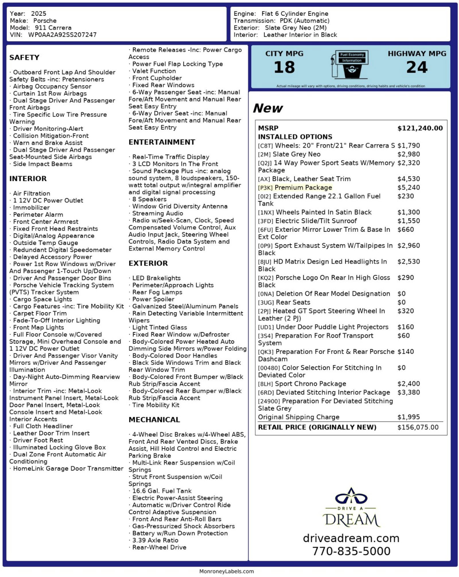 Used 2025 Porsche 911 Carrera w/ Premium Package RWD image 63