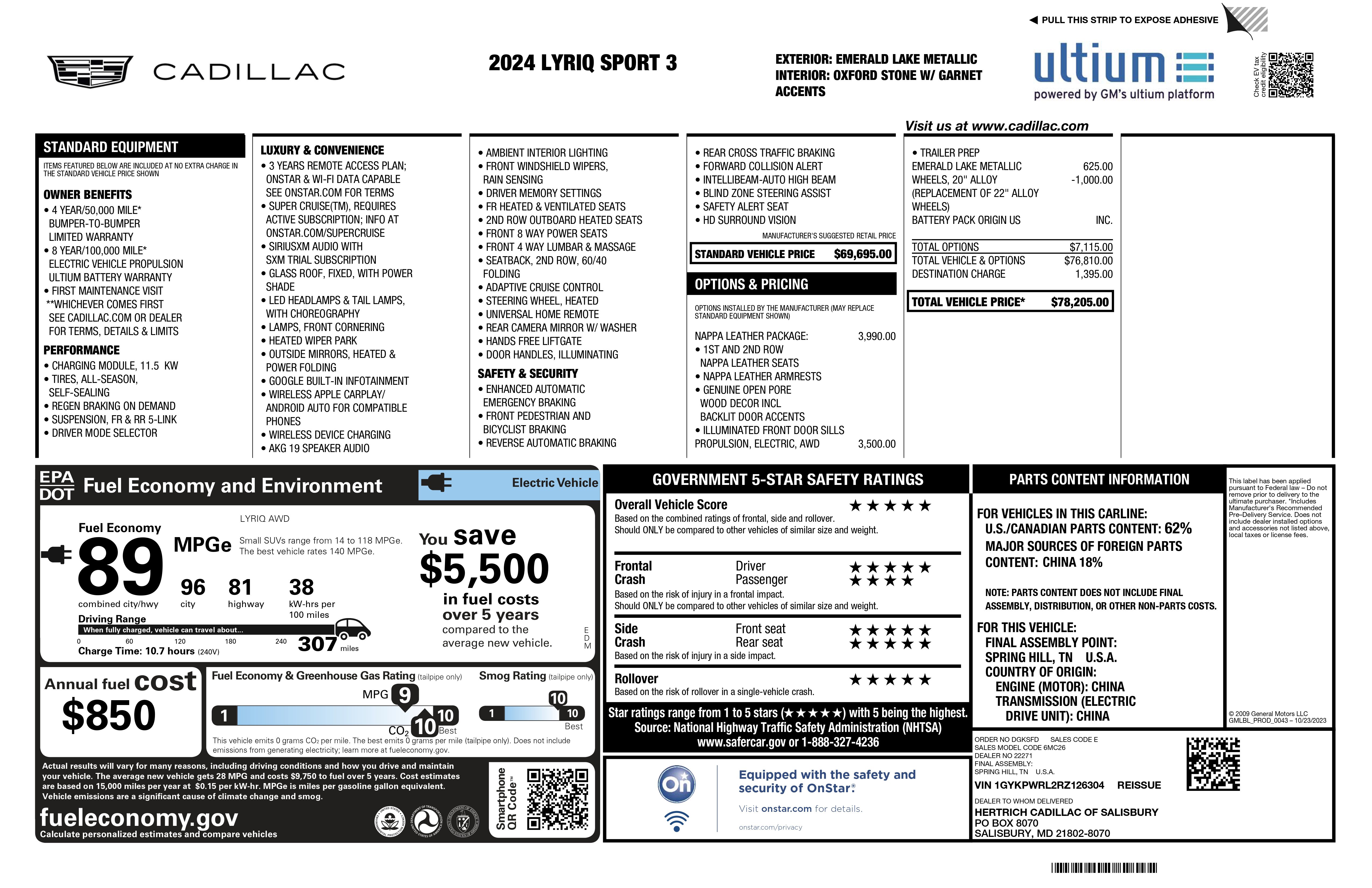 Certified 2024 Cadillac Lyriq Sport w/ Nappa Leather Package image 2