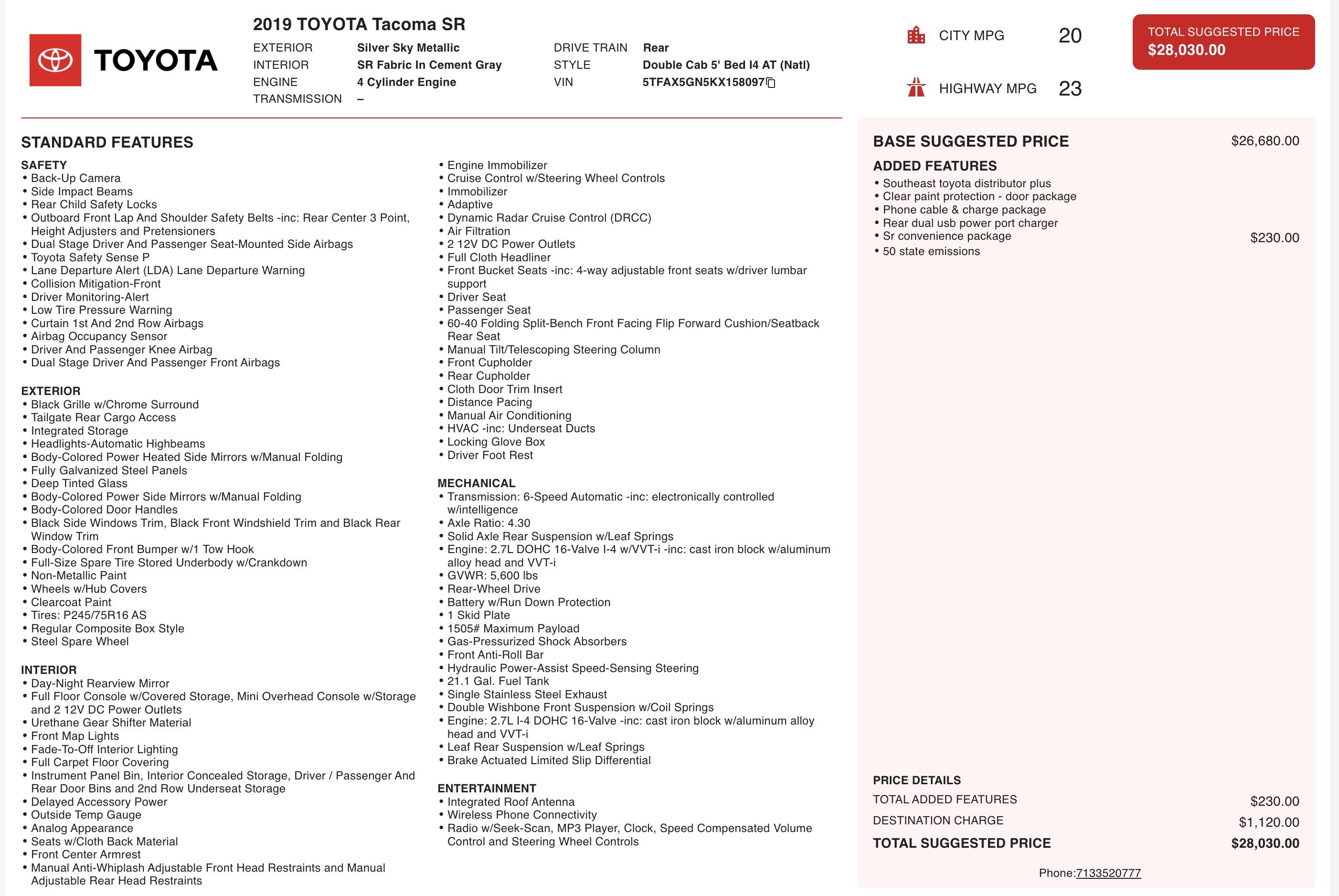 Used 2019 Toyota Tacoma SR w/ SR Convenience Package image 2