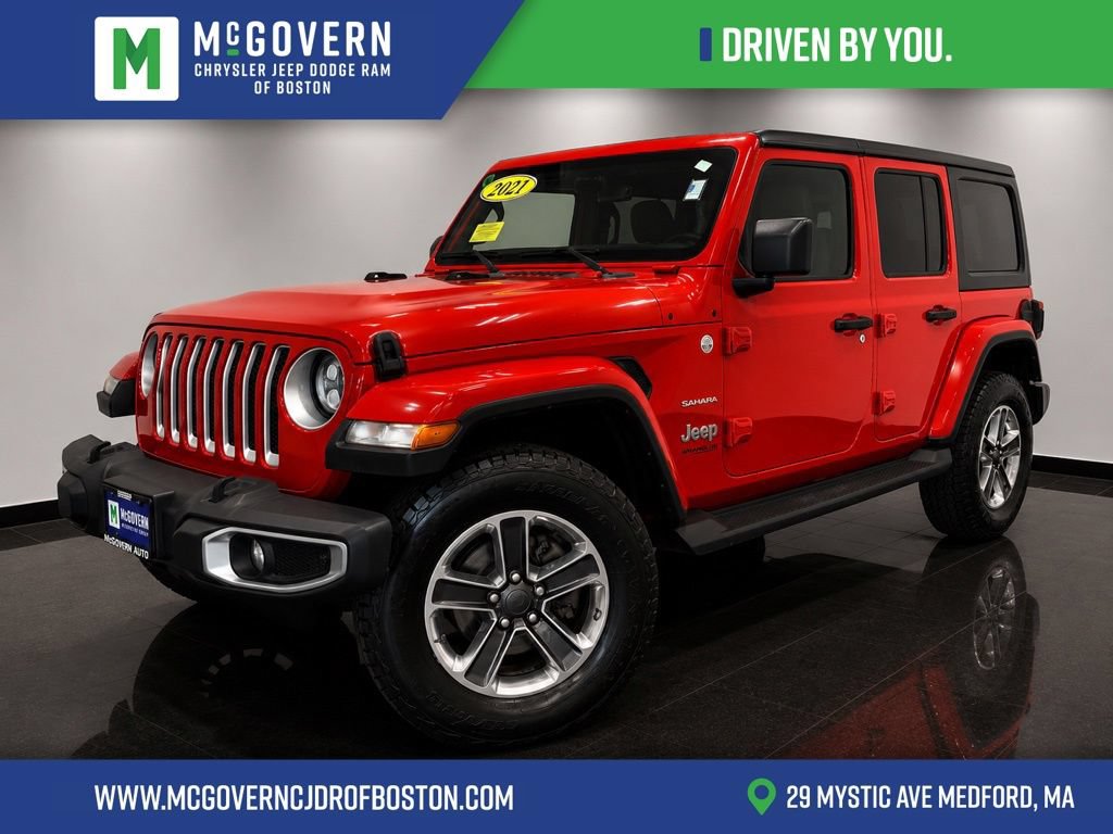 Used 2021 Jeep Wrangler Unlimited Sahara w/ Uconnect 4C Nav & Sound Group AWD/4WD image 1