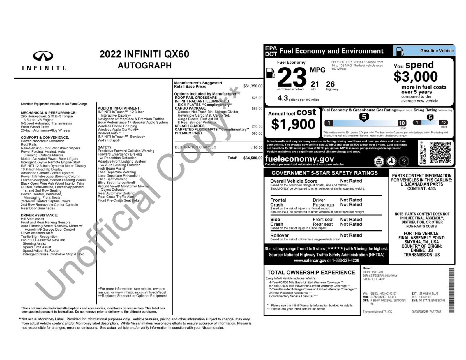 Used 2022 INFINITI QX60 Autograph w/ Cargo Package FWD image 59