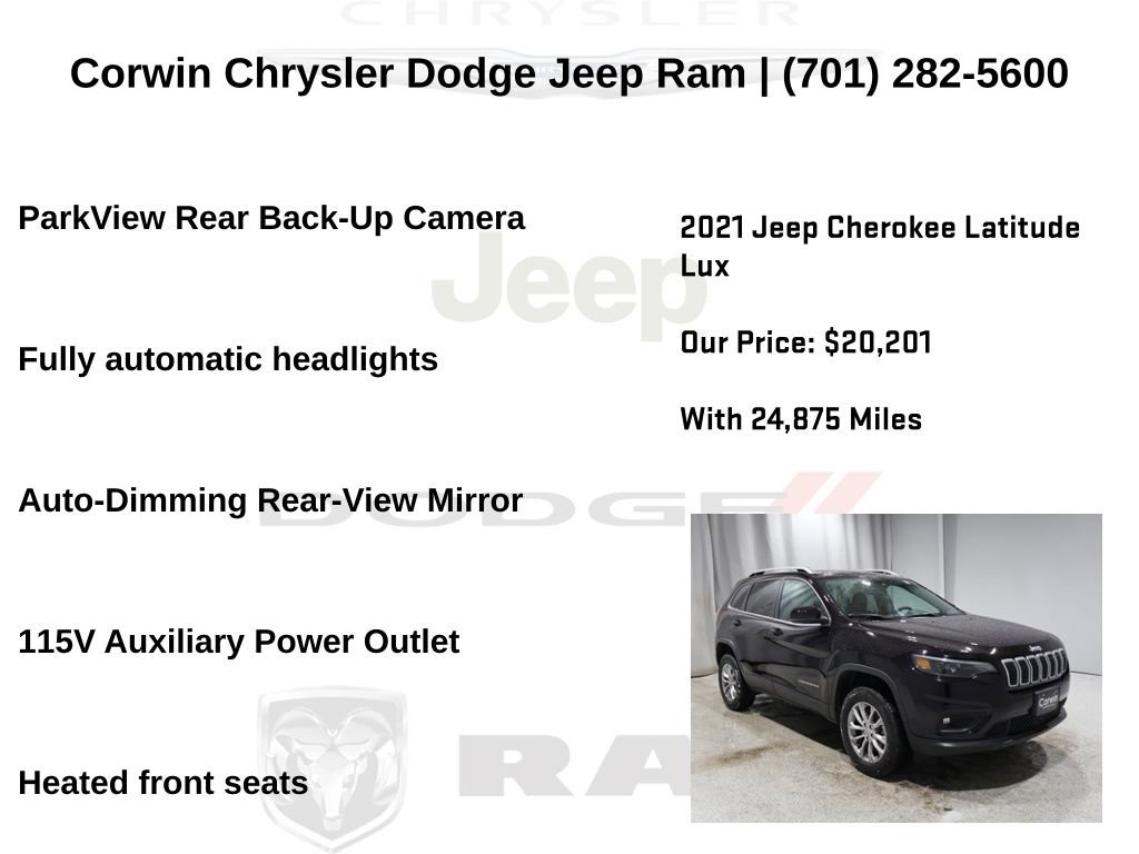 Certified 2021 Jeep Cherokee Latitude Lux w/ Comfort/Convenience Group image 20