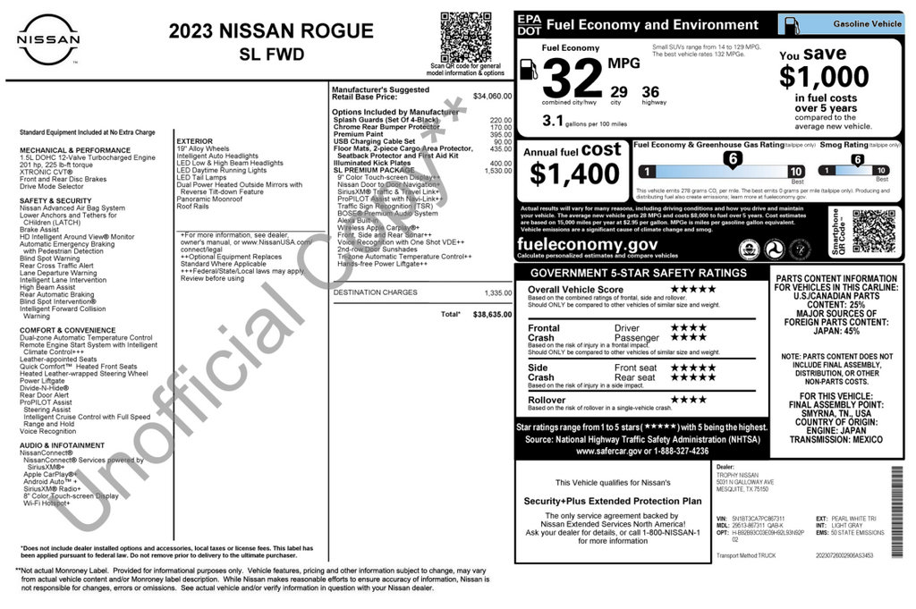 Used 2023 Nissan Rogue SL w/ SL Premium Package FWD image 36