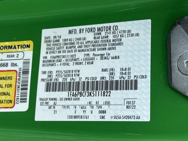 Certified 2019 Ford Mustang GT w/ Equipment Group 301A RWD image 40