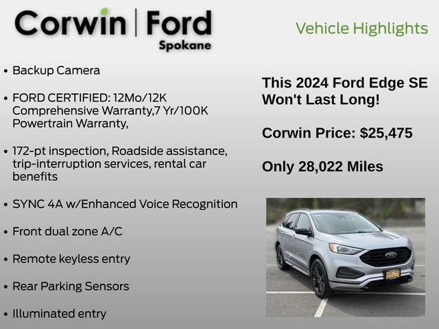 Certified 2024 Ford Edge SE w/ Black Appearance Package AWD/4WD image 7