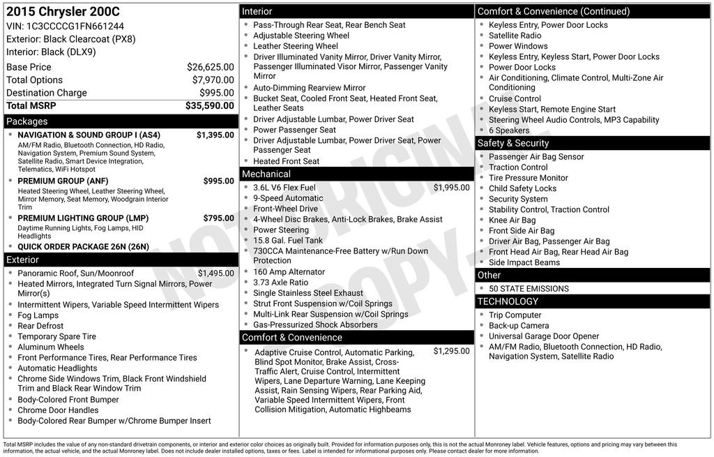 Used 2015 Chrysler 200 C w/ Navigation & Sound Group I FWD image 5