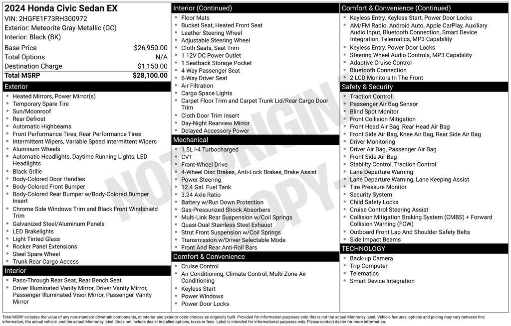 Used 2024 Honda Civic EX image 2