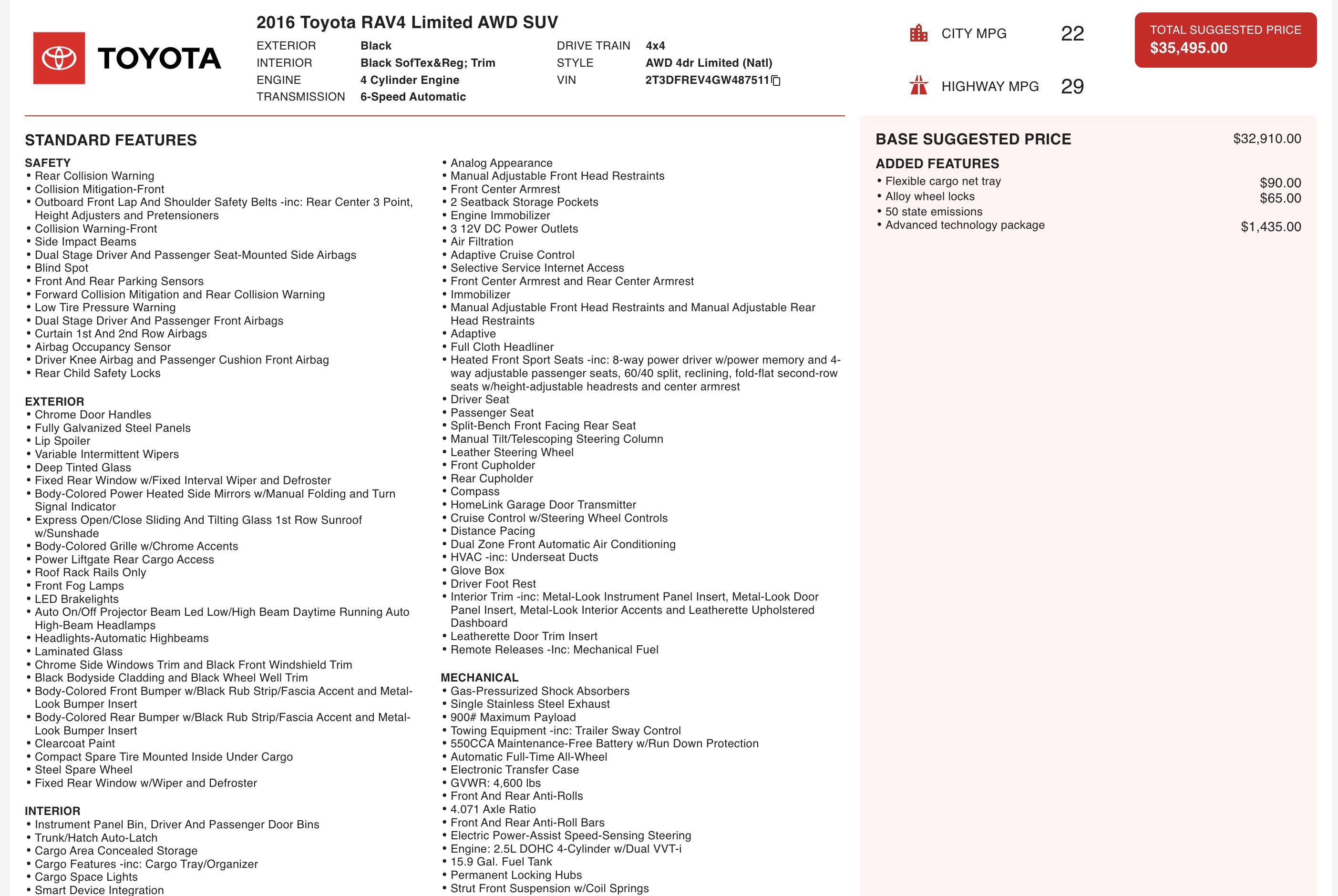 Used 2016 Toyota RAV4 Limited w/ Advanced Technology Package image 3