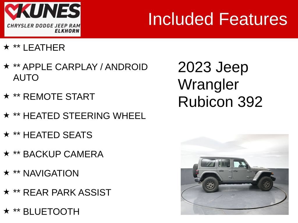 Used 2023 Jeep Wrangler Unlimited Rubicon 392 w/ Trailer Tow Package AWD/4WD image 3