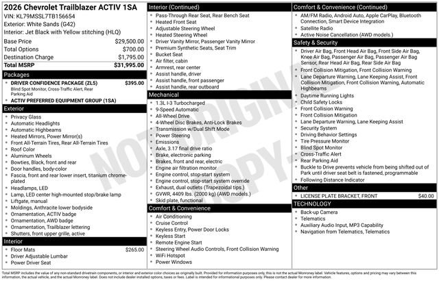 Used 2026 Chevrolet TrailBlazer ACTIV w/ Driver Confidence Package AWD/4WD image 5