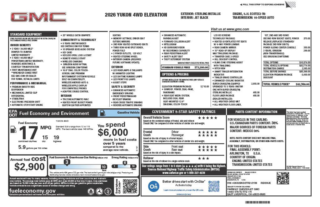New 2026 GMC Yukon Elevation image 1