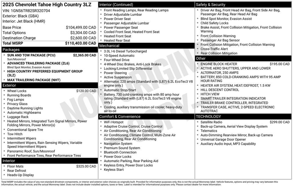 Used 2025 Chevrolet Tahoe High Country w/ Sun And Tow Package AWD/4WD image 25