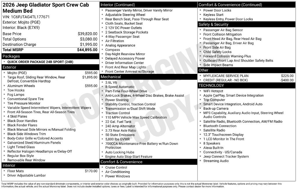 New 2026 Jeep Gladiator Sport AWD/4WD image 7