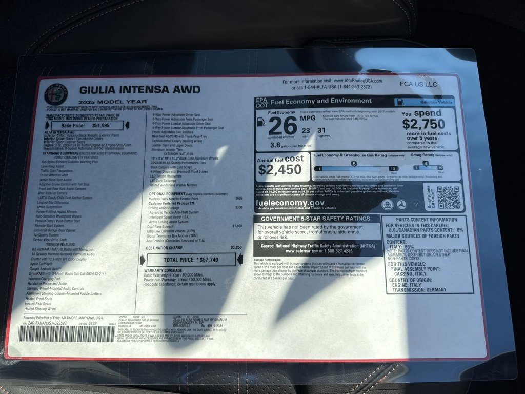 New 2025 Alfa Romeo Giulia AWD w/ Driving Assist Package image 25