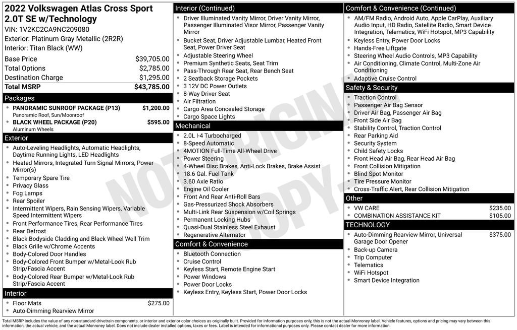Certified 2022 Volkswagen Atlas Cross Sport SE w/ Panoramic Sunroof Package AWD/4WD image 30