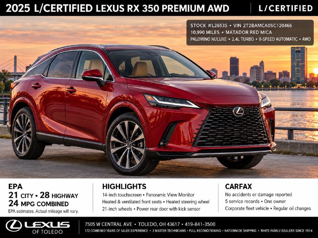 Certified 2025 Lexus RX 350 Premium w/ Convenience Package AWD/4WD image 3