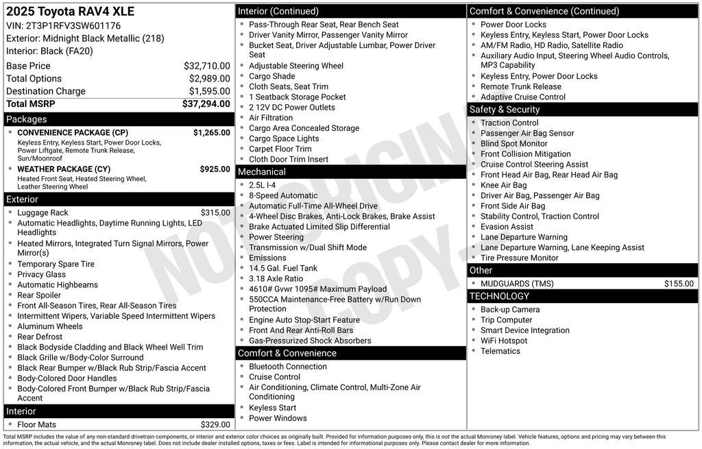 Used 2025 Toyota RAV4 XLE w/ Convenience Package AWD/4WD image 40