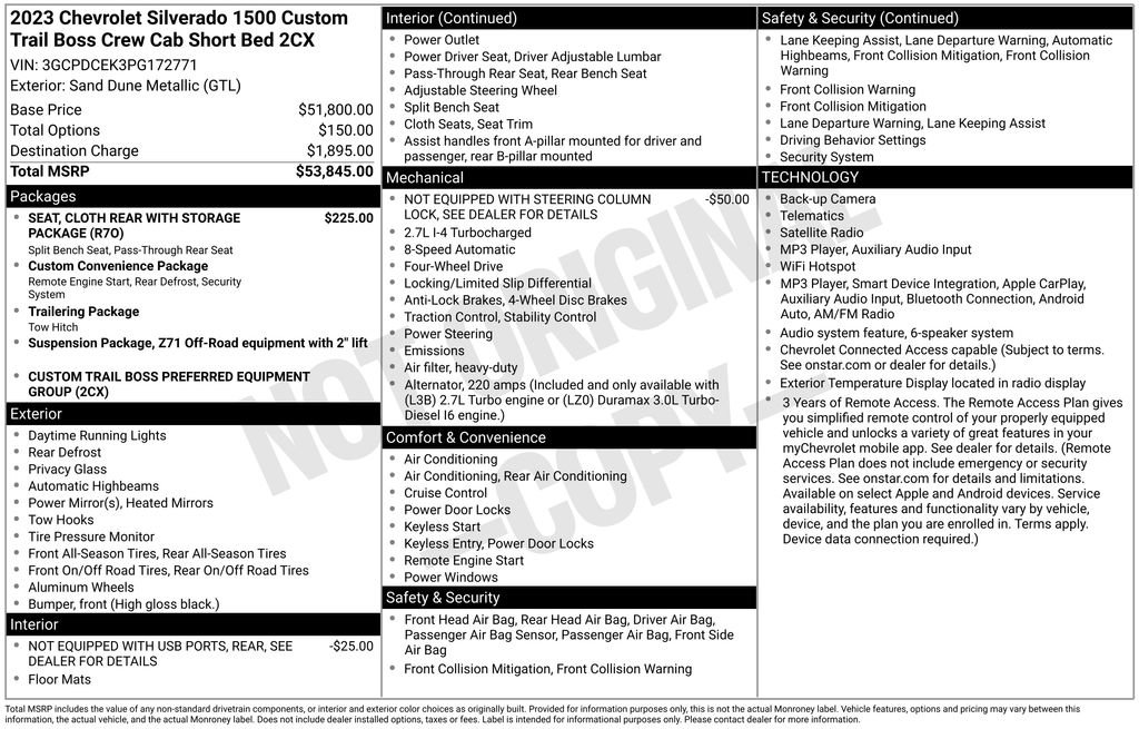 Used 2023 Chevrolet Silverado 1500 Custom Trail Boss AWD/4WD image 8