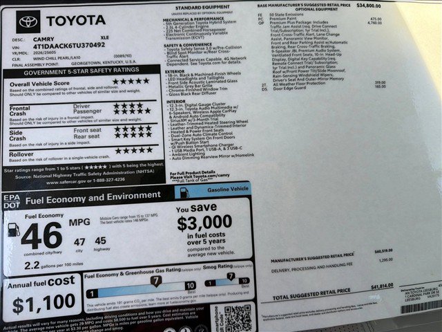 New 2026 Toyota Camry XLE w/ Premium Plus Package FWD image 23