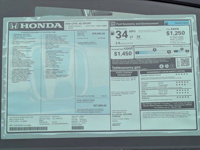 New 2026 Honda Civic Sport image 17