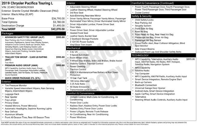 Used 2019 Chrysler Pacifica Touring-L FWD image 5