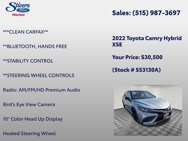 Used 2022 Toyota Camry XSE w/ Navigation Upgrade Package image 21