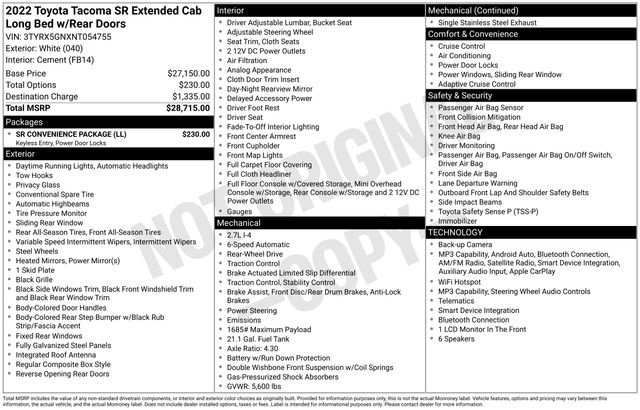 Used 2022 Toyota Tacoma SR w/ SR Convenience Package RWD image 32