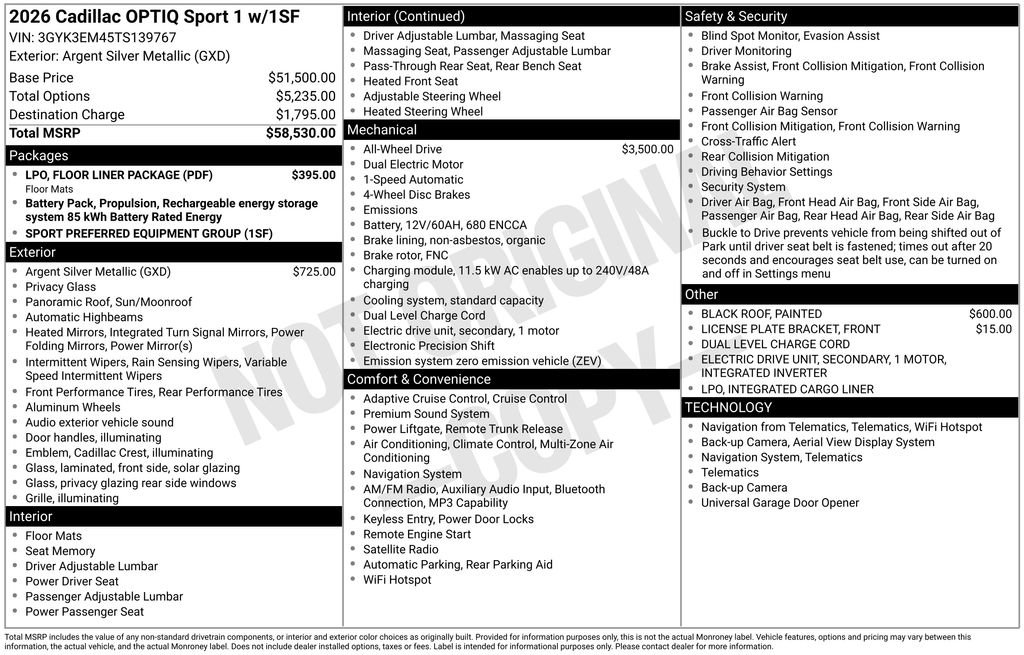 New 2026 Cadillac Optiq Sport 1 w/ LPO, Floor Liner Package AWD/4WD image 39