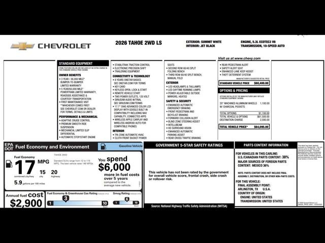 New 2026 Chevrolet Tahoe LS image 3