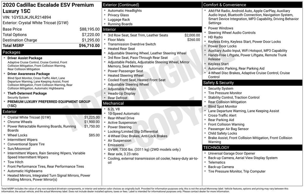Used 2020 Cadillac Escalade ESV Premium Luxury RWD image 6