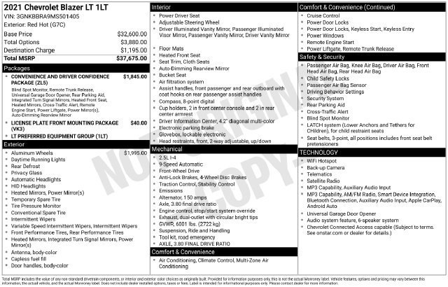 Certified 2021 Chevrolet Blazer LT FWD image 44
