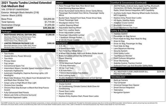 Used 2021 Toyota Tundra Limited w/ Nightshade Special Edition AWD/4WD image 5