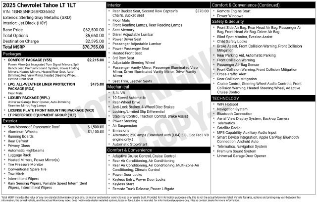 Used 2025 Chevrolet Tahoe LT w/ Comfort Package RWD image 11