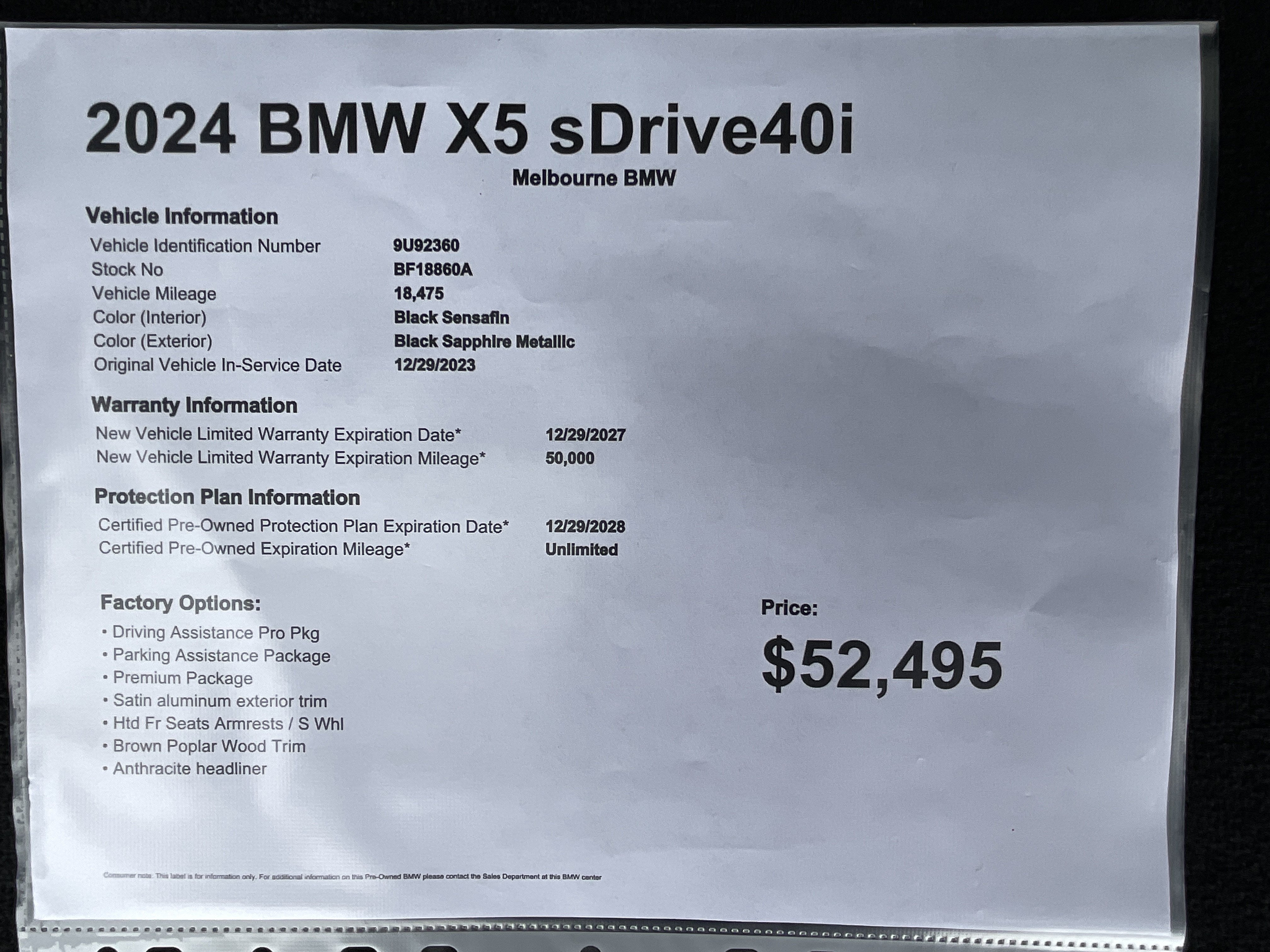 Certified 2024 BMW X5 sDrive40i w/ Premium Package RWD image 38