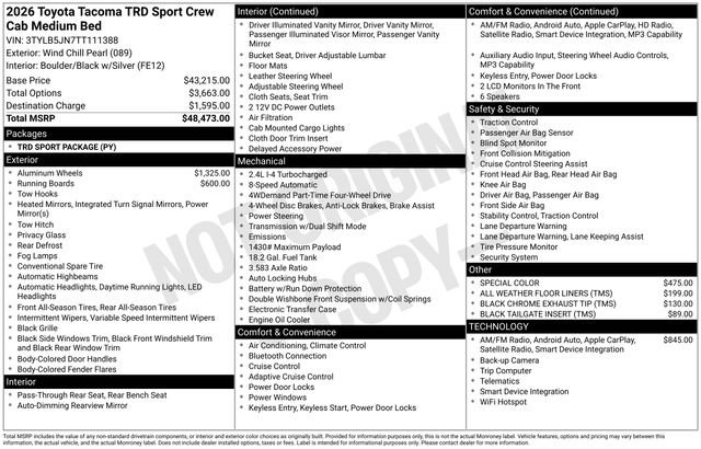 New 2026 Toyota Tacoma TRD Sport image 7