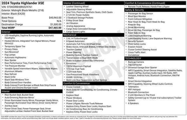 Certified 2024 Toyota Highlander XSE AWD/4WD image 24