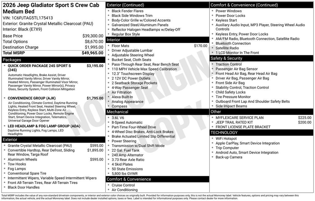 New 2026 Jeep Gladiator Sport AWD/4WD image 39
