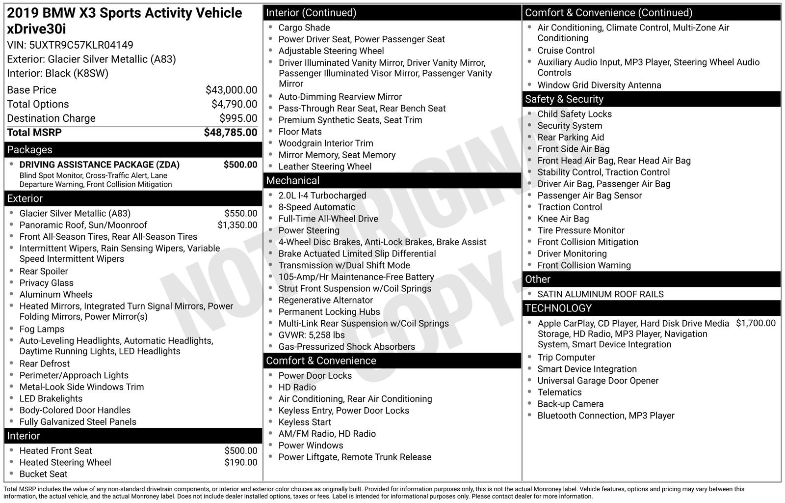 Used 2019 BMW X3 xDrive30i w/ Driving Assistance Package image 6