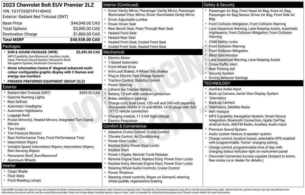 Used 2023 Chevrolet Bolt EUV Premier w/ Sun & Sound Package FWD image 2