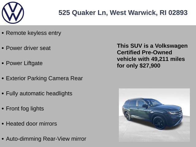 Certified 2022 Volkswagen Atlas SE w/ Black Wheel Package image 13