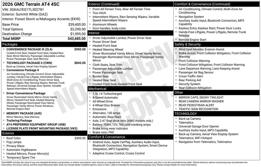 New 2026 GMC Terrain AT4 w/ Convenience Package III AWD/4WD image 39