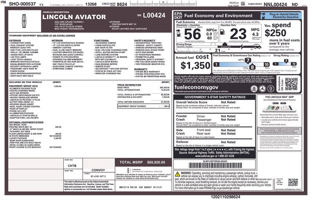Used 2022 Lincoln Aviator Grand Touring w/ Equipment Group 301A image 64