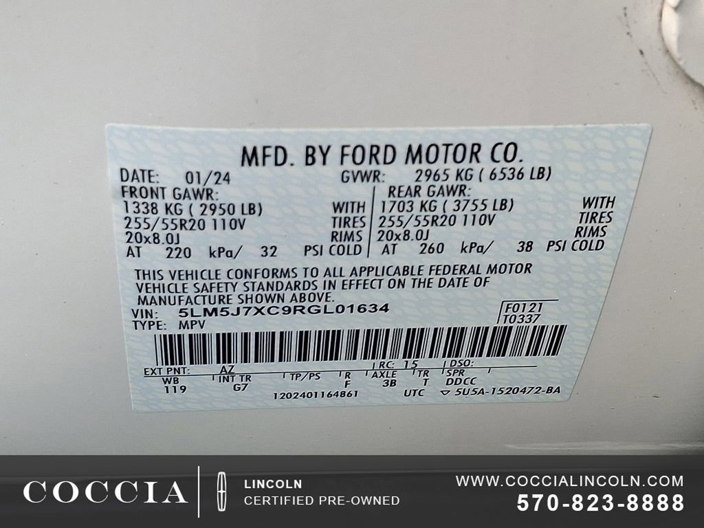 Certified 2024 Lincoln Aviator Reserve w/ Elements Package Plus image 27