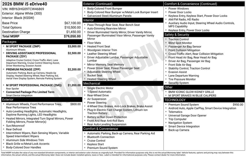 Used 2026 BMW i5 eDrive40 w/ M Sport Package RWD image 6