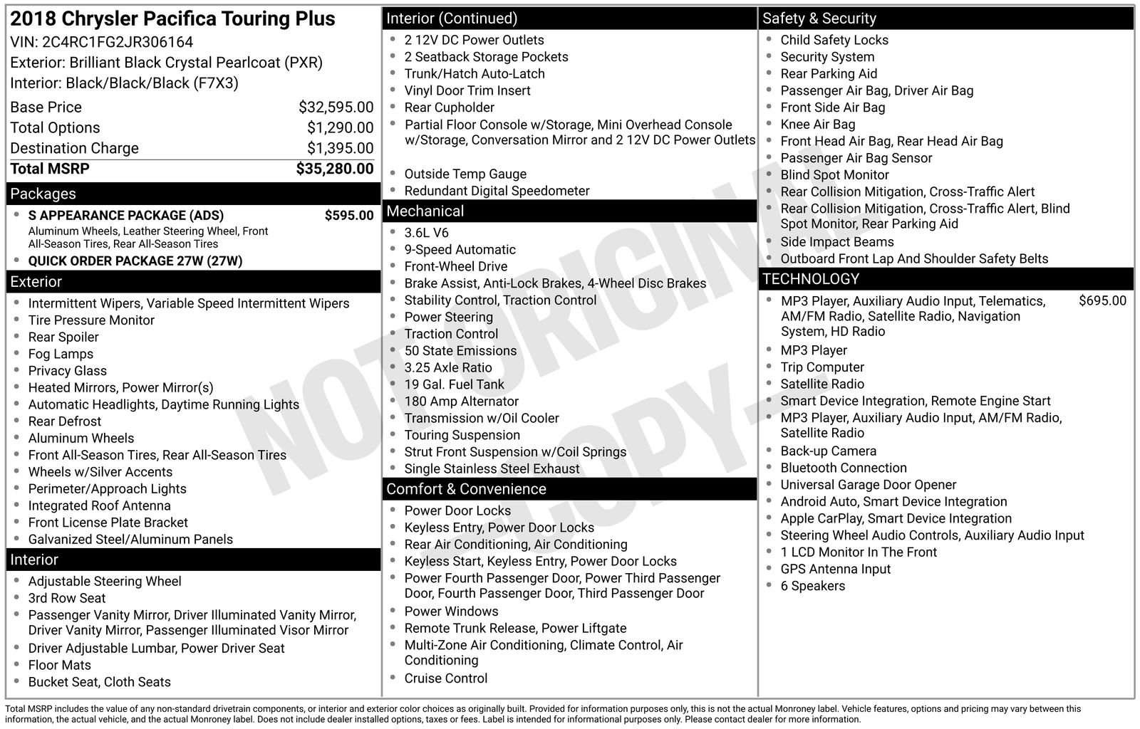 Used 2018 Chrysler Pacifica Touring Plus w/ S Appearance Package FWD image 16